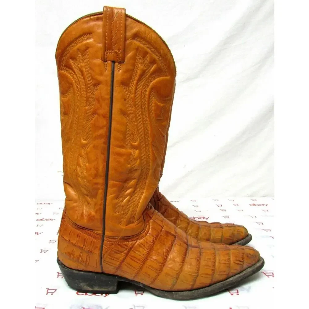 Team West men's size 27 mexico/ 8 EE Wide U.S. leather boots Crocodile Print